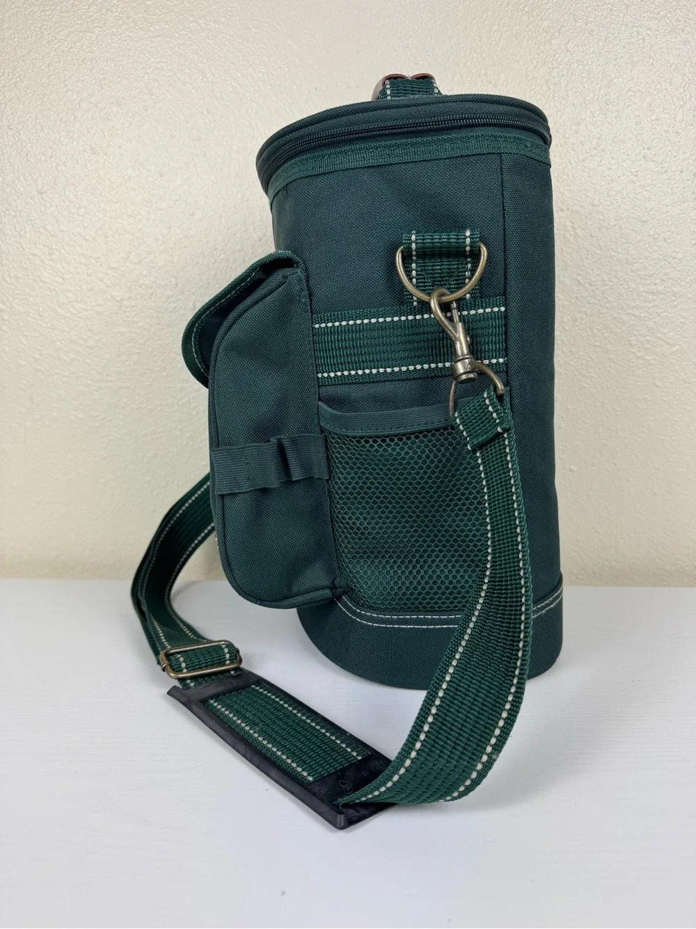 Insulated Wine Beer Bottle Carrier Cooler Tote Bag Golf Picnic 90s Green Vintage